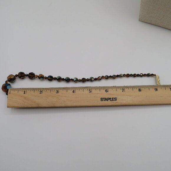 Vintage Rootbeer Aurora Borealis Beaded Necklace - Picture 12 of 12